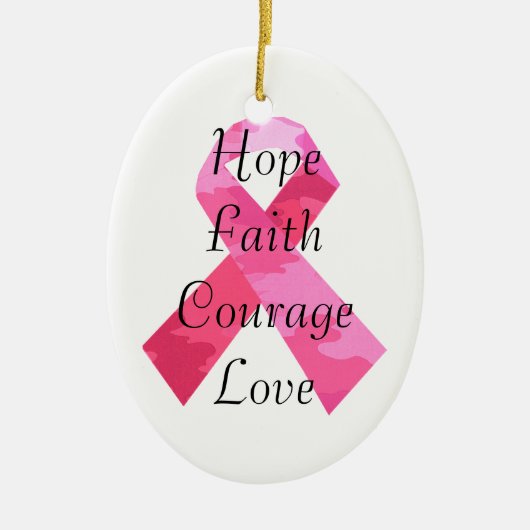Roze Camouflage Ribbon Faith Oval Ornament (Voorkant)