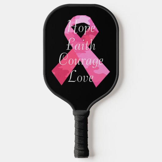 Roze Camouflage Ribbon Faith Pickleball Paddle (Voorkant)