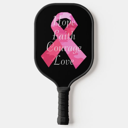 Roze Camouflage Ribbon Faith Pickleball Paddle (Achterkant)