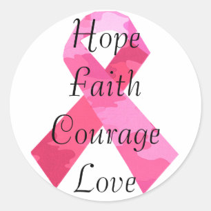 Roze Camouflage Ribbon Faith Stickers