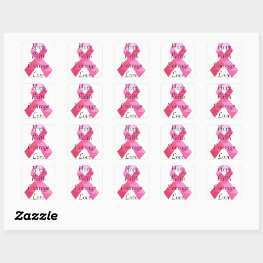 Roze Camouflage Ribbon Faith Stickers (Vel)