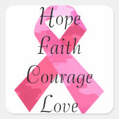 Roze Camouflage Ribbon Faith Stickers (Voorkant)