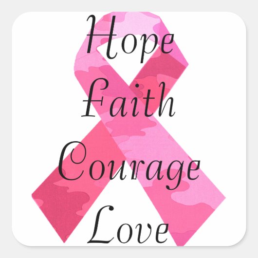Roze Camouflage Ribbon Faith Stickers (Voorkant)