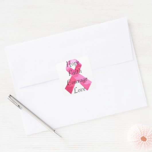 Roze Camouflage Ribbon Faith Stickers (Envelop)