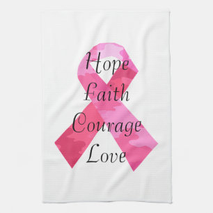 Roze Camouflage Ribbon Faith Towel Theedoek