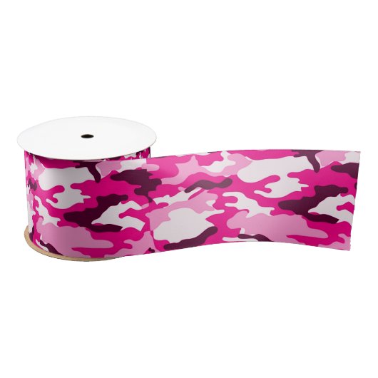 Roze camouflage Ribbon Satijnen Lint (Spoel)