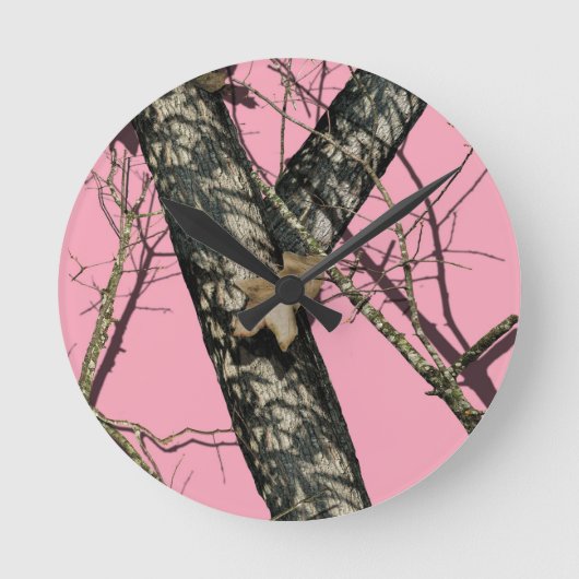 Roze Camouflage Ronde Klok (Voorkant)
