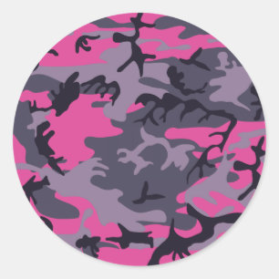 Roze camouflage ronde sticker