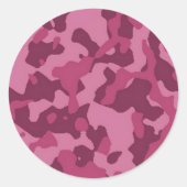 Roze Camouflage Ronde Sticker (Voorkant)
