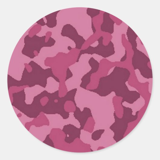 Roze Camouflage Ronde Sticker (Voorkant)