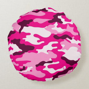 Roze Camouflage Round Pillow Rond Kussen