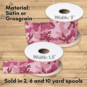 Roze camouflage satijnen lint