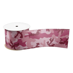 Roze camouflage satijnen lint