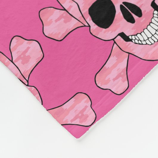 Roze camouflage schedel en kruisbeen fleece deken (Hoek)