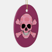 Roze camouflage schedel en kruisbeenderen ovaal Or Keramisch Ornament (Rechts)