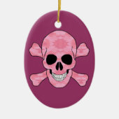 Roze camouflage schedel en kruisbeenderen ovaal Or Keramisch Ornament (Voorkant)