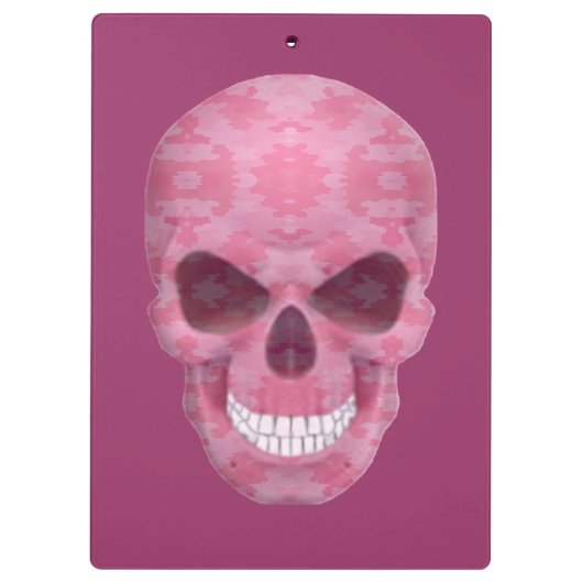 Roze Camouflage Schedel Klembord (Achterkant)