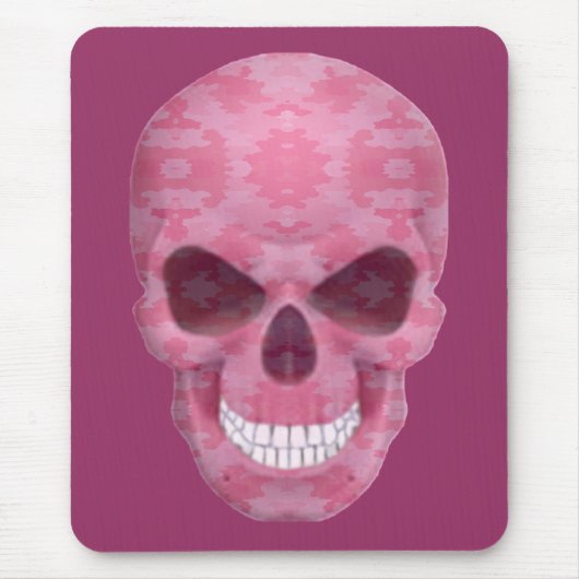 Roze Camouflage Schedel Muismat (Voorkant)