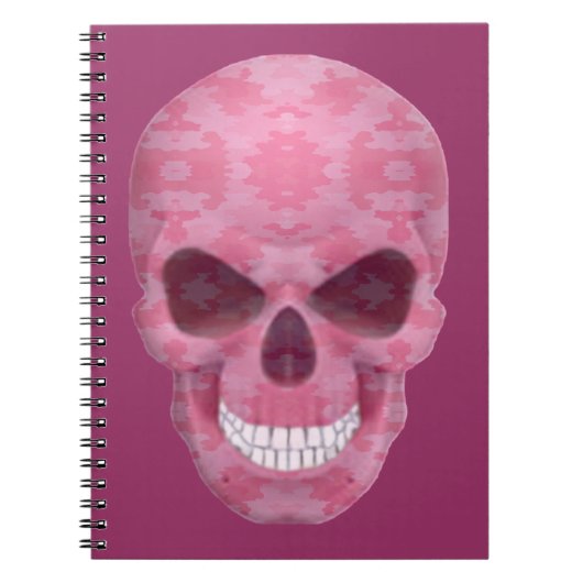 Roze Camouflage Schedel Notitieboek (Voorkant)