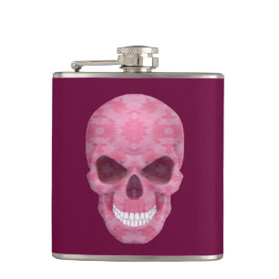 Roze camouflage schedelkolf heupfles