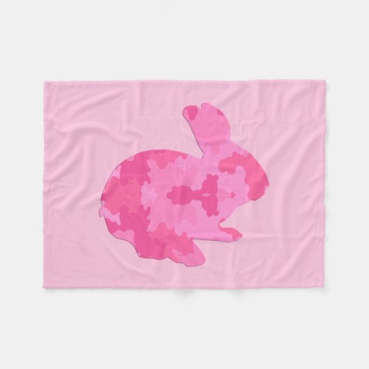 Roze Camouflage Silhouette Bunny Fleece Blanket (Voorkant (Horizontaal))