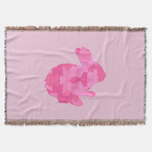Roze Camouflage Silhouette Bunny Throw Blanket Deken (Voorkant)