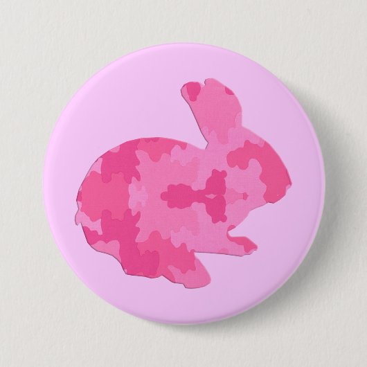 Roze Camouflage Silhouette Easter Bunny-Button Ronde Button 7,6 Cm (Voorkant)