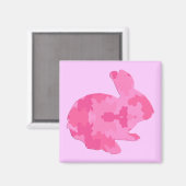 Roze Camouflage Silhouette Easter Bunny Magnet (Voorkant / Achterkant)