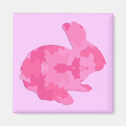 Roze Camouflage Silhouette Easter Bunny Magnet (Voorkant)