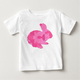 Roze Camouflage Silhouette Easter Bunny Shirt
