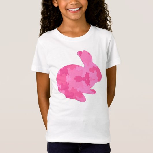 Roze Camouflage Silhouette Easter Bunny Shirt (Voorkant)