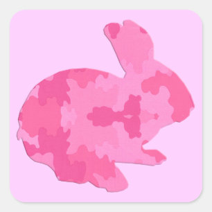 Roze Camouflage Silhouette Easter Bunny Stickers