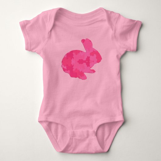 Roze Camouflage Silhouette Paashaas Creeper Romper (Voorkant)