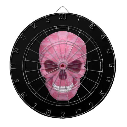 Roze Camouflage Skull Dart Board Dartbord (Voorkant)