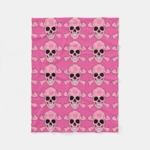 Roze Camouflage Skull en Crossbone Fleece Blanket