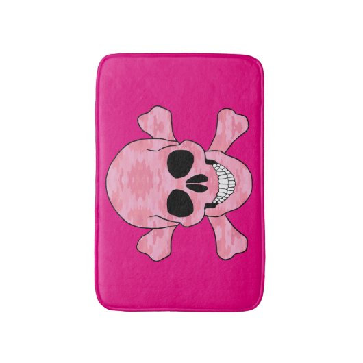Roze Camouflage Skull en Crossbones Bath Mat (Voorkant Verticaal)