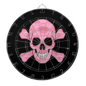 Roze Camouflage Skull en Crossbones Dart Board Dartbord (Voorkant)