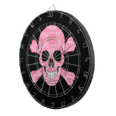 Roze Camouflage Skull en Crossbones Dart Board Dartbord (Voorkant Rechts)