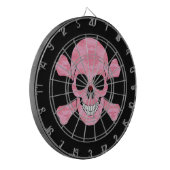 Roze Camouflage Skull en Crossbones Dart Board Dartbord (Voorkant Links)