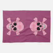 Roze Camouflage Skull en Crossbones Keukenhanddoek (Horizontaal)
