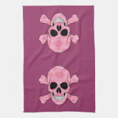 Roze Camouflage Skull en Crossbones Keukenhanddoek (Verticaal)