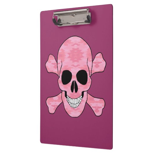 Roze Camouflage Skull en Crossbones Klembord (Links)