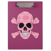Roze Camouflage Skull en Crossbones Klembord (Voorkant)