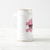 Roze Camouflage Skull en Crossbones Stein Bierpul (Voorkant links)