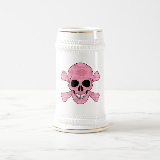 Roze Camouflage Skull en Crossbones Stein Bierpul (Center)