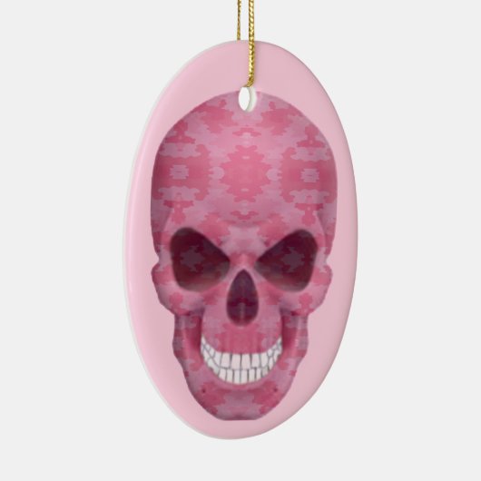 Roze Camouflage Skull Oval Ornament (Rechts)