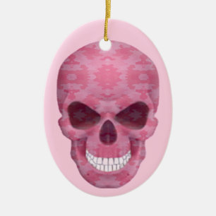 Roze Camouflage Skull Oval Ornament