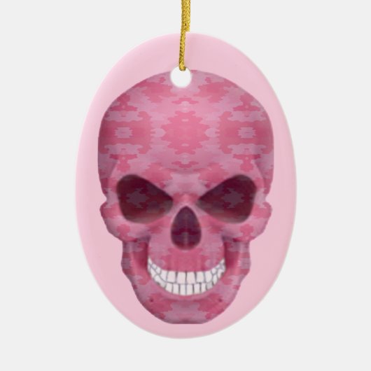 Roze Camouflage Skull Oval Ornament (Voorkant)