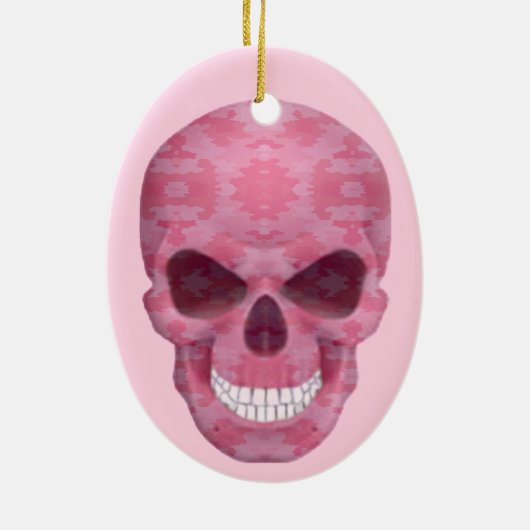 Roze Camouflage Skull Oval Ornament (Achterkant)