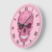 Roze Camouflage Skull Roman Numeral Clock Grote Klok (Hoek)